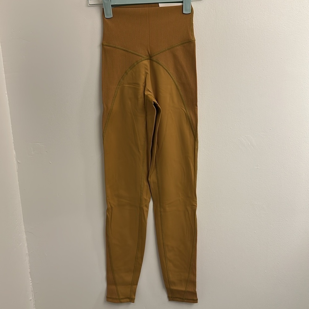 Offline by Aerie Ribbed Hi-rise Leggings Sz XS Marigold Mustard Brown